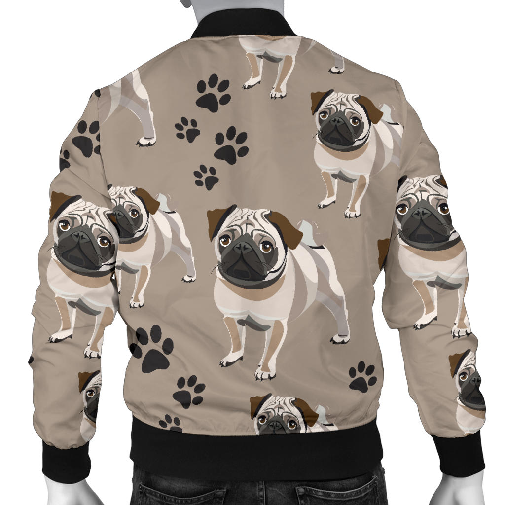 Pug Pattern Print Design A04 Men Bomber Jacket