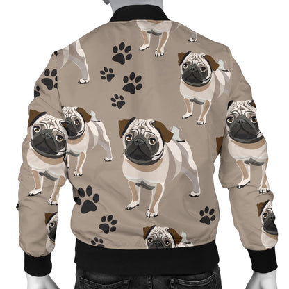 Pug Pattern Print Design A04 Men Bomber Jacket