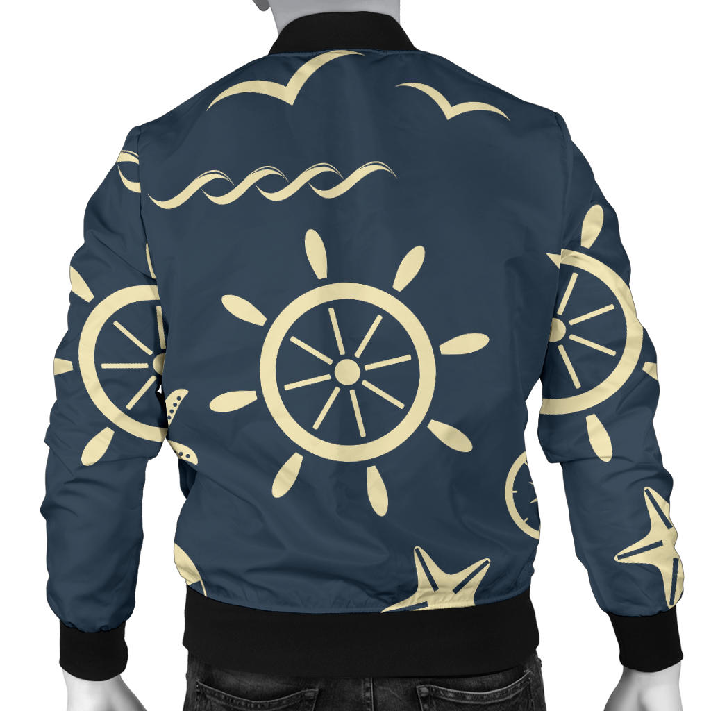 Nautical Pattern Print Design A01 Men Bomber Jacket