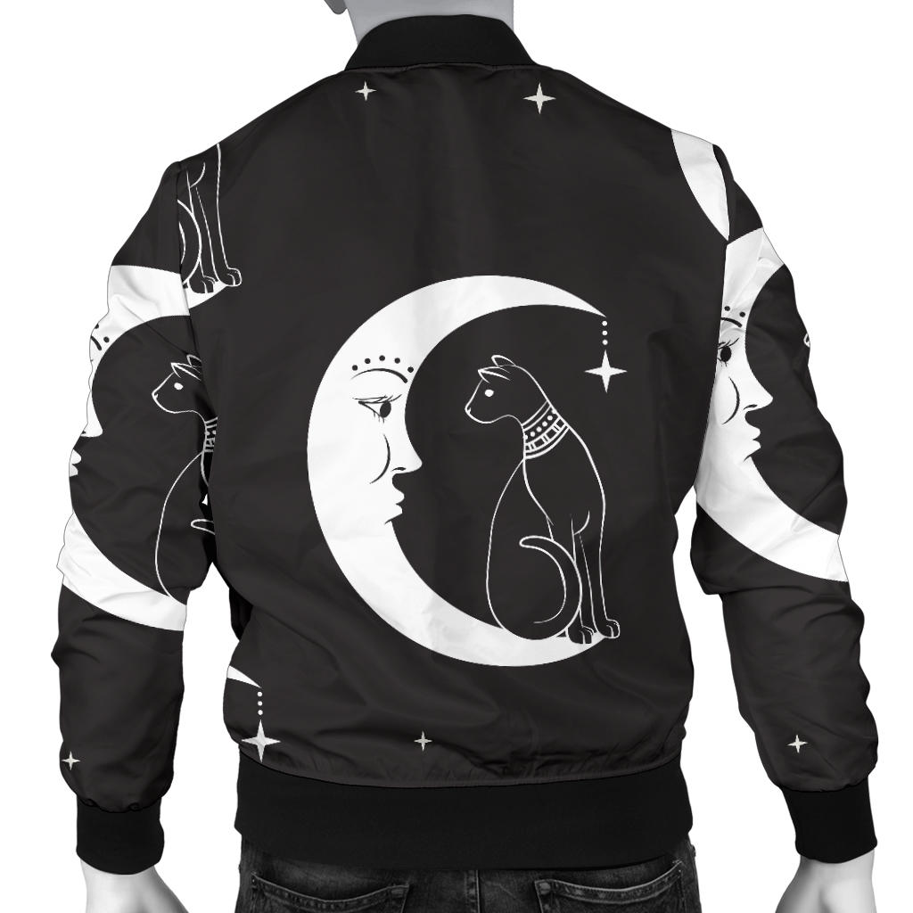Moon with Cat Pattern Print Design 04 Men Bomber Jacket