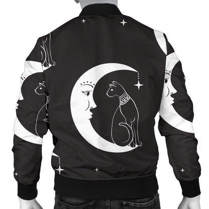 Moon with Cat Pattern Print Design 04 Men Bomber Jacket