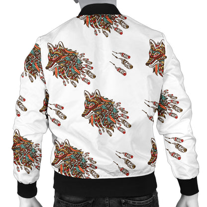 Aztec Wolf Pattern Print Design 02 Men Bomber Jacket