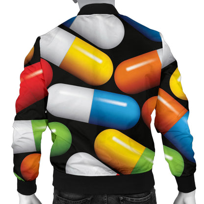 Pill Pattern Print Design A02 Men Bomber Jacket
