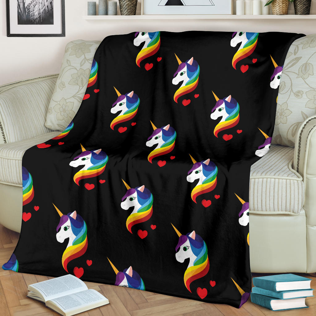 Rainbow Unicorn Pattern Print Design A03 Premium Blanket
