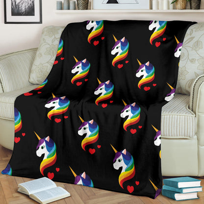 Rainbow Unicorn Pattern Print Design A03 Premium Blanket