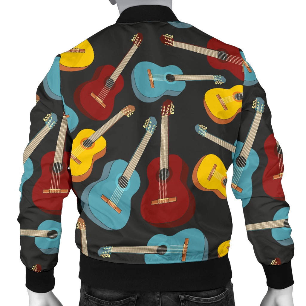 Acoustic Guitar Pattern Print Design 01 Men Bomber Jacket