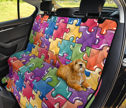 Puzzle Pattern Print Design A05 Rear Dog Car Seat Cover Hammock