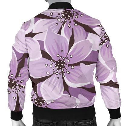 Lilac Pattern Print Design 01 Men Bomber Jacket