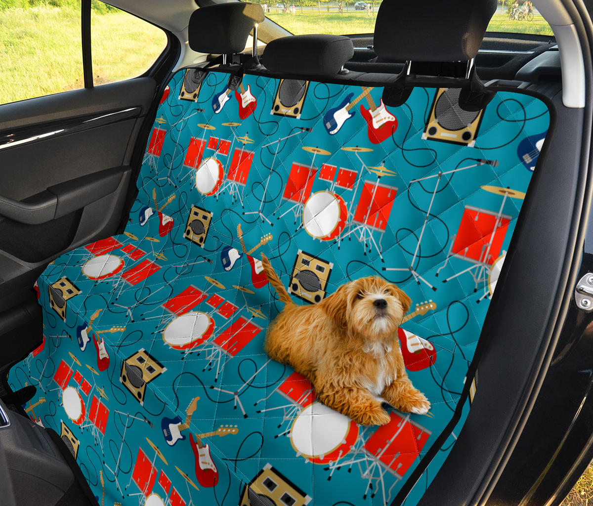 Drum Set Guitar Pattern Print Design 02 Rear Dog Car Seat Cover Hammock