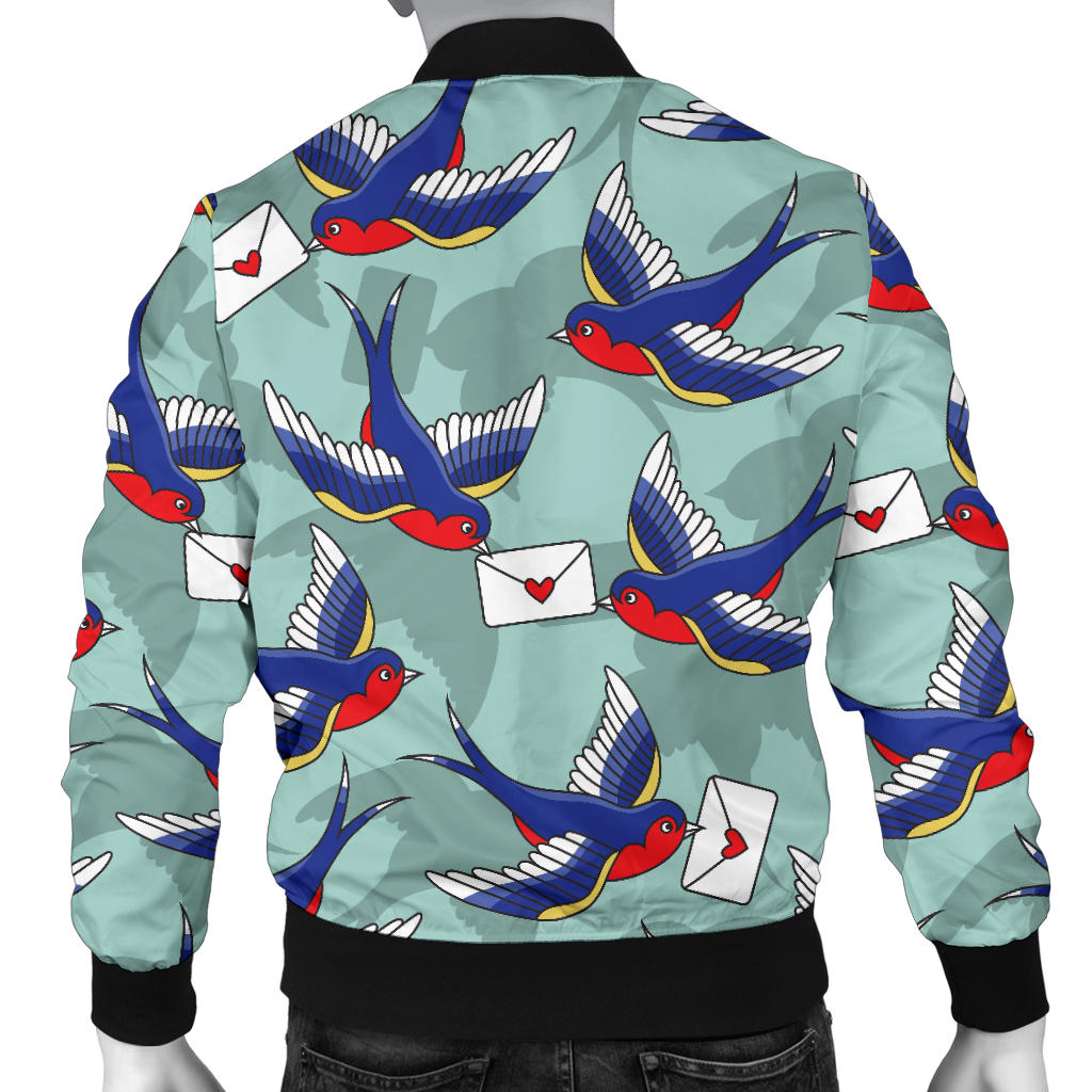 Swallow Bird Pattern Print Design 02 Men Bomber Jacket