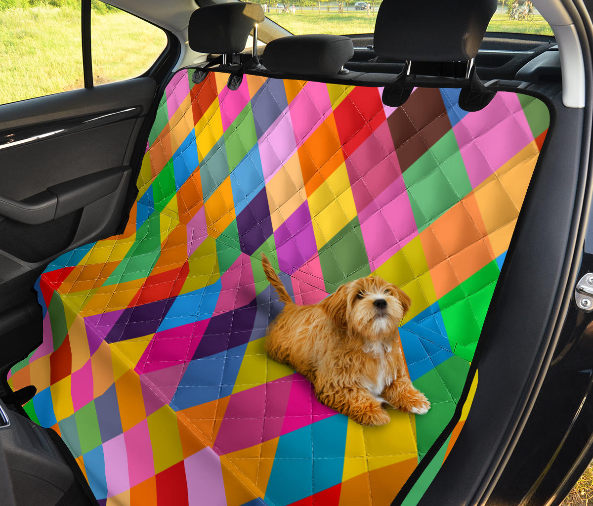 Harlequin Pattern Print Design 02 Rear Dog Car Seat Cover Hammock