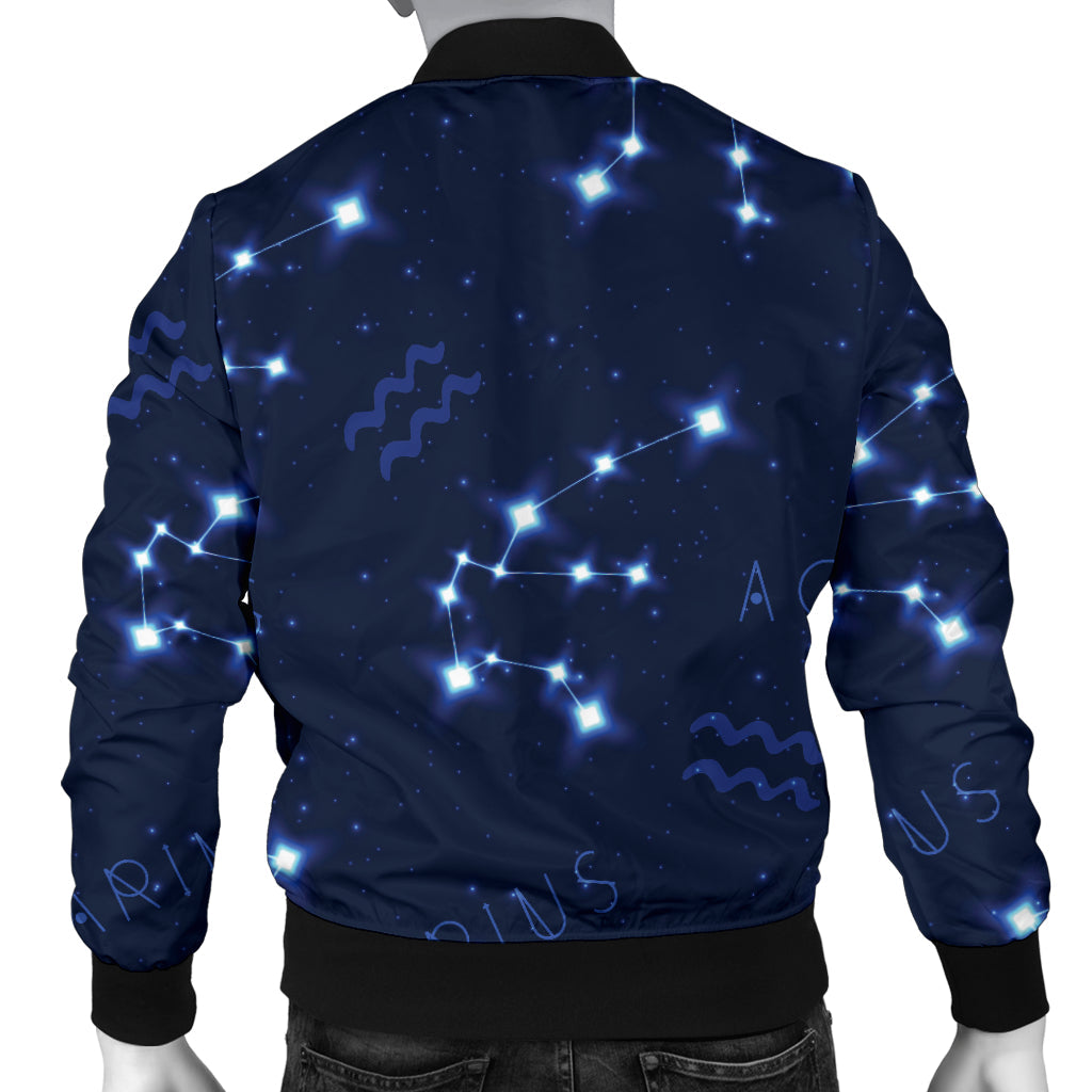 Aquarius Zodiac Pattern Print Design 02 Men Bomber Jacket