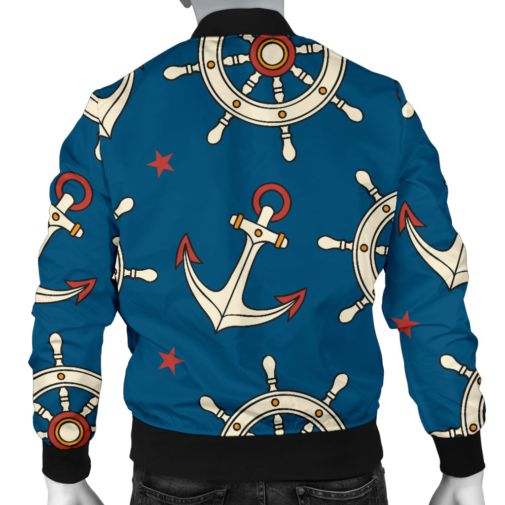 Anchor Pattern Print Design 02 Men Bomber Jacket