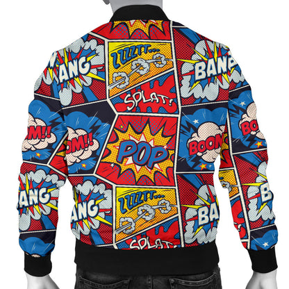 Comic Book Pattern Print Design 03 Men Bomber Jacket