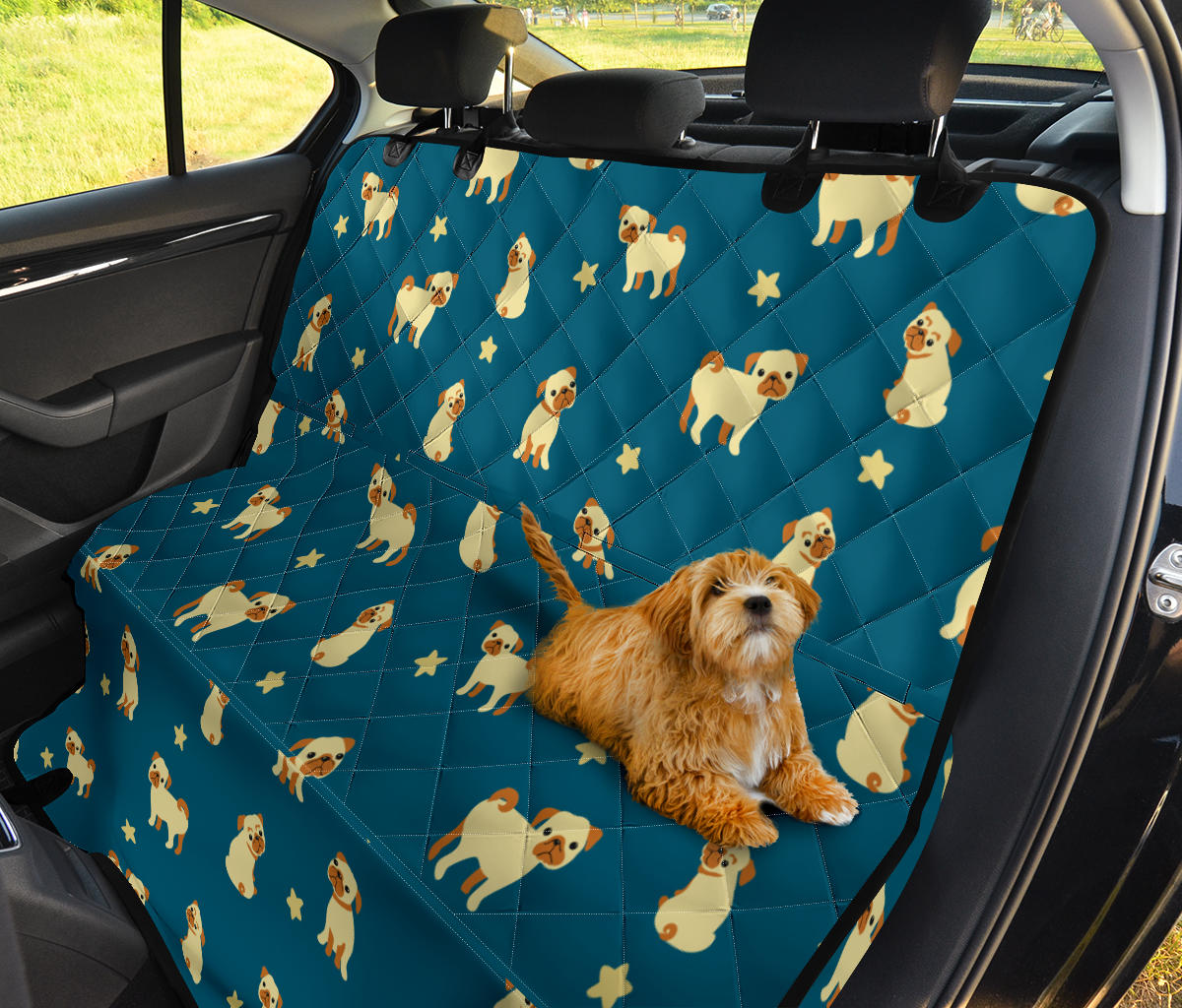 Pug Pattern Print Design A06 Rear Dog Car Seat Cover Hammock