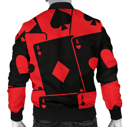 Poker Cards Pattern Print Design A01 Men Bomber Jacket