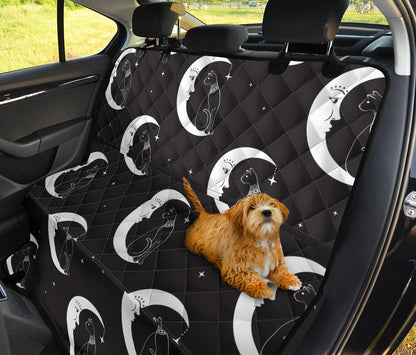 Moon with Cat Pattern Print Design 04 Rear Dog Car Seat Cover Hammock