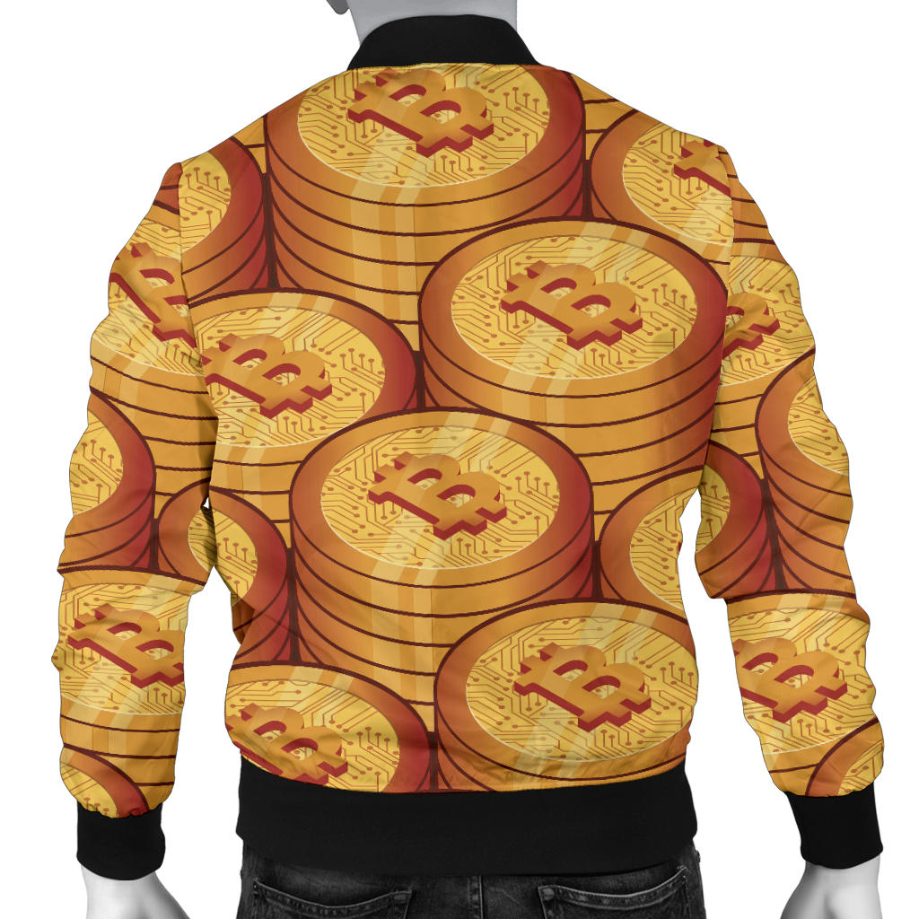 Bitcoin Pattern Print Design 02 Men Bomber Jacket