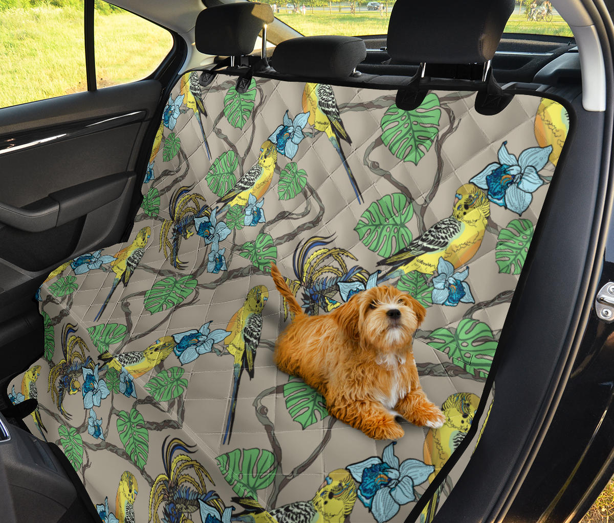 Parakeet Pattern Print Design A02 Rear Dog Car Seat Cover Hammock