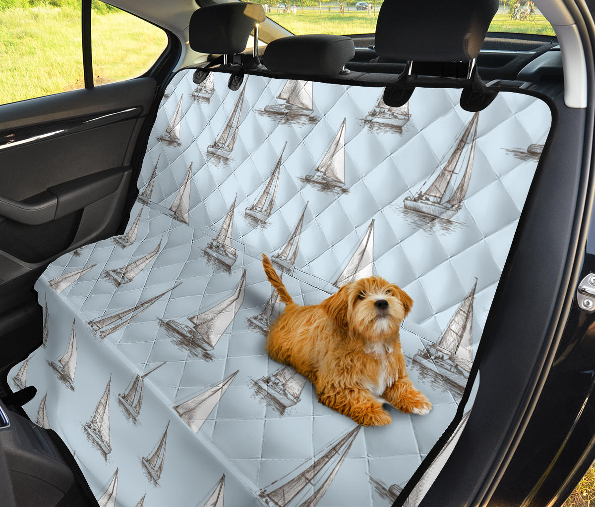 Sailing Ships Pattern Print Design A01 Rear Dog Car Seat Cover Hammock
