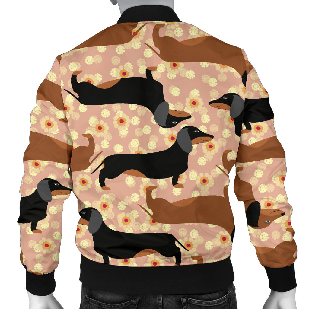 Dachshund Pattern Print Design 011 Men Bomber Jacket