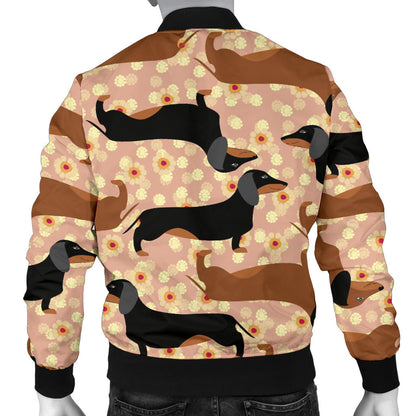 Dachshund Pattern Print Design 011 Men Bomber Jacket