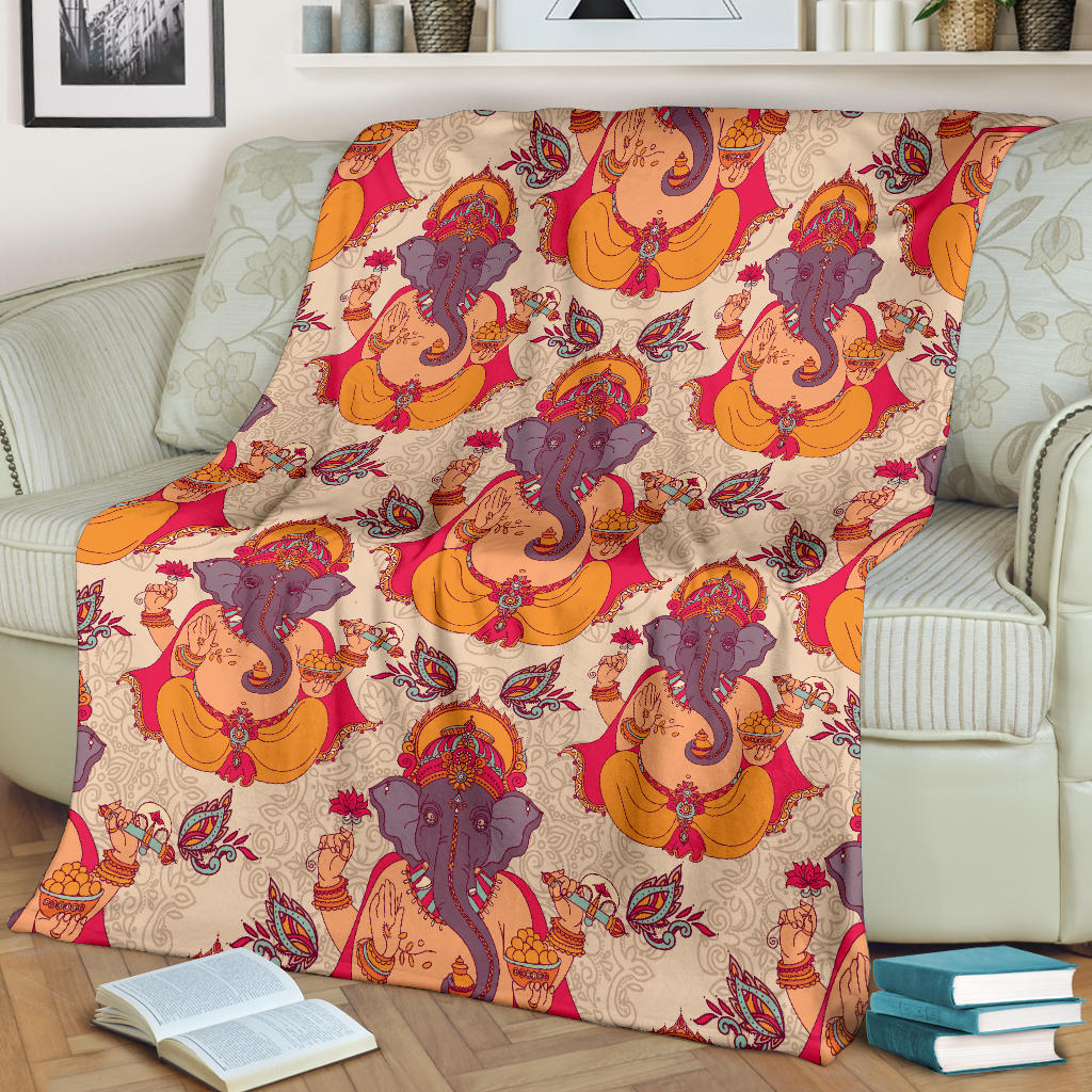 Ganesha Indian Pattern Print Design 02 Premium Blanket