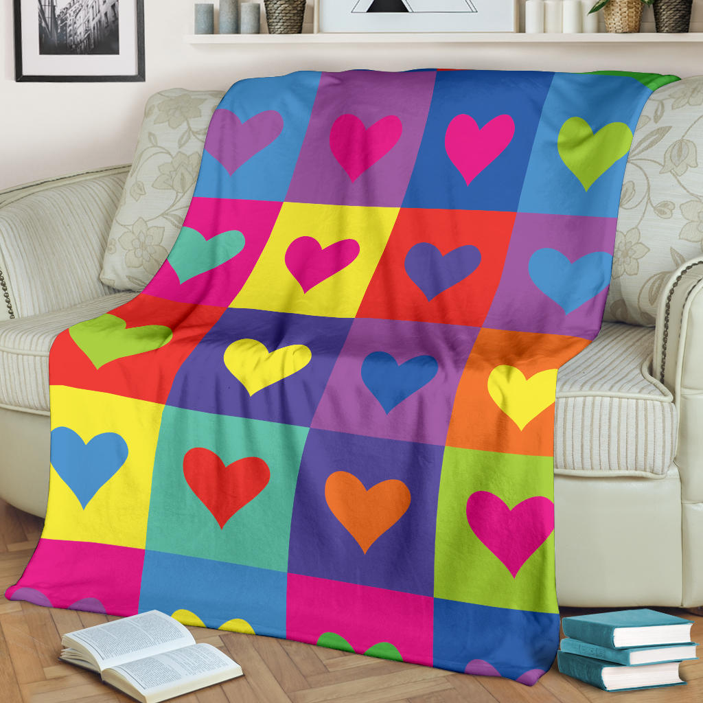 Pop Art Heart Pattern Print Design A01 Premium Blanket