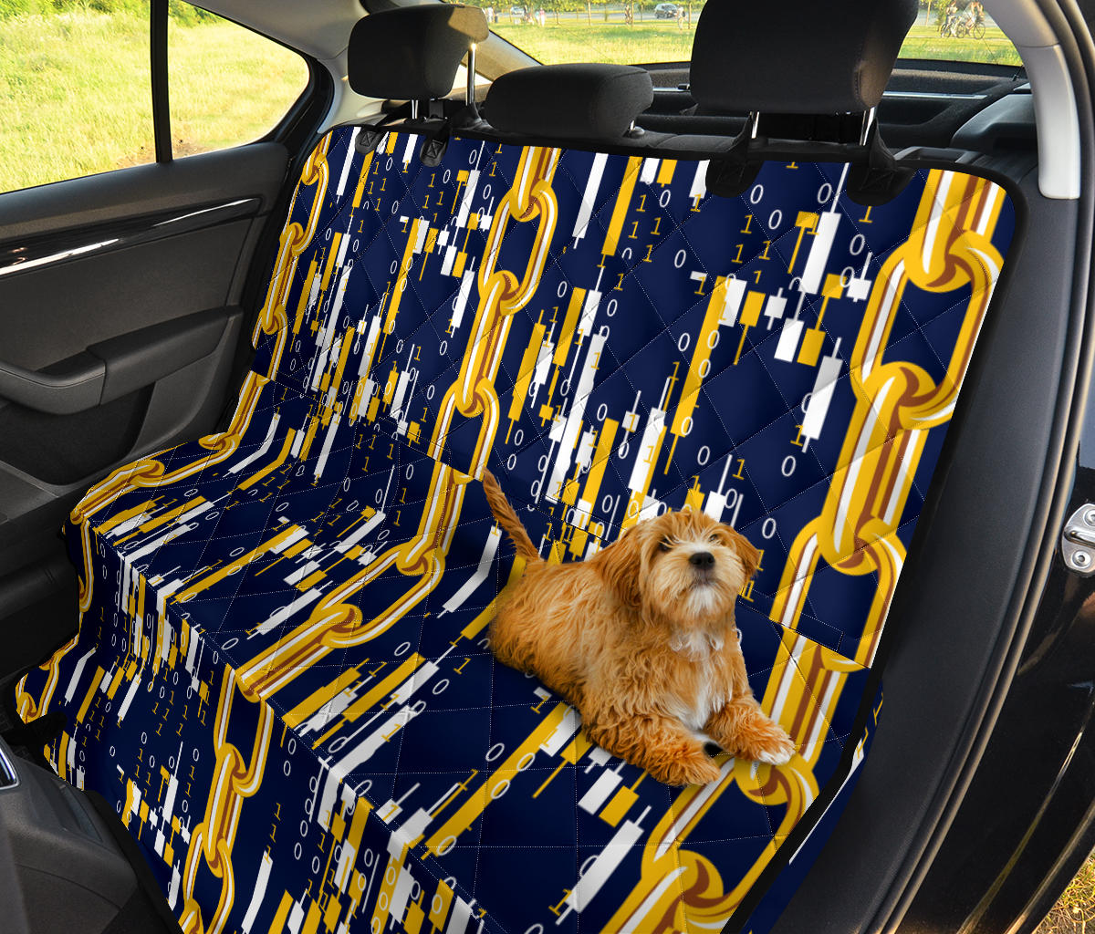 Cryptocurrency Chain Pattern Print Design 03 Rear Dog Car Seat Cover Hammock