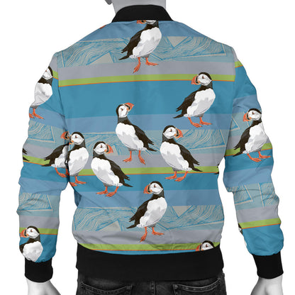 Puffin Pattern Print Design A01 Men Bomber Jacket