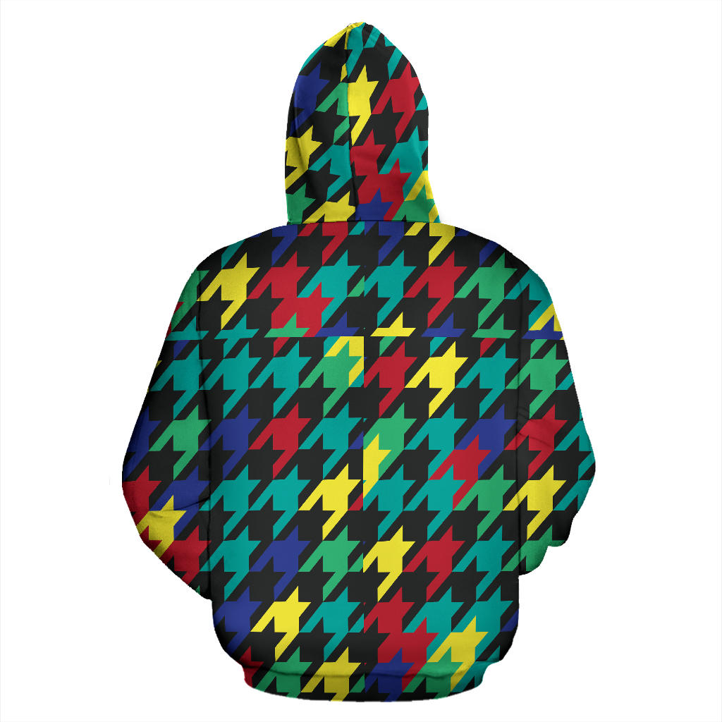 Houndstooth Colorful Pattern Print Design 02 Pullover Hoodie