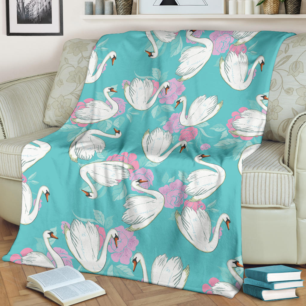 Swan Pattern Print Design 03 Premium Blanket