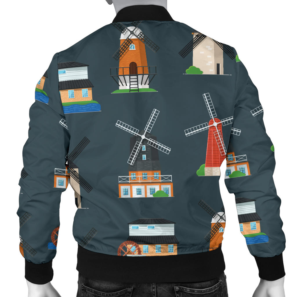 Windmill Pattern Print Design 04 Men Bomber Jacket