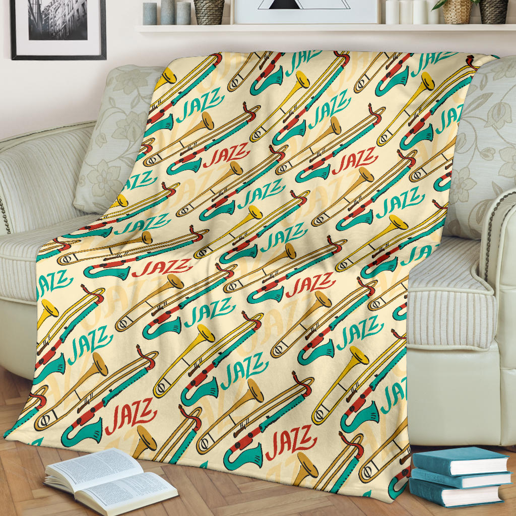 Trombone Pattern Print Design 03 Premium Blanket
