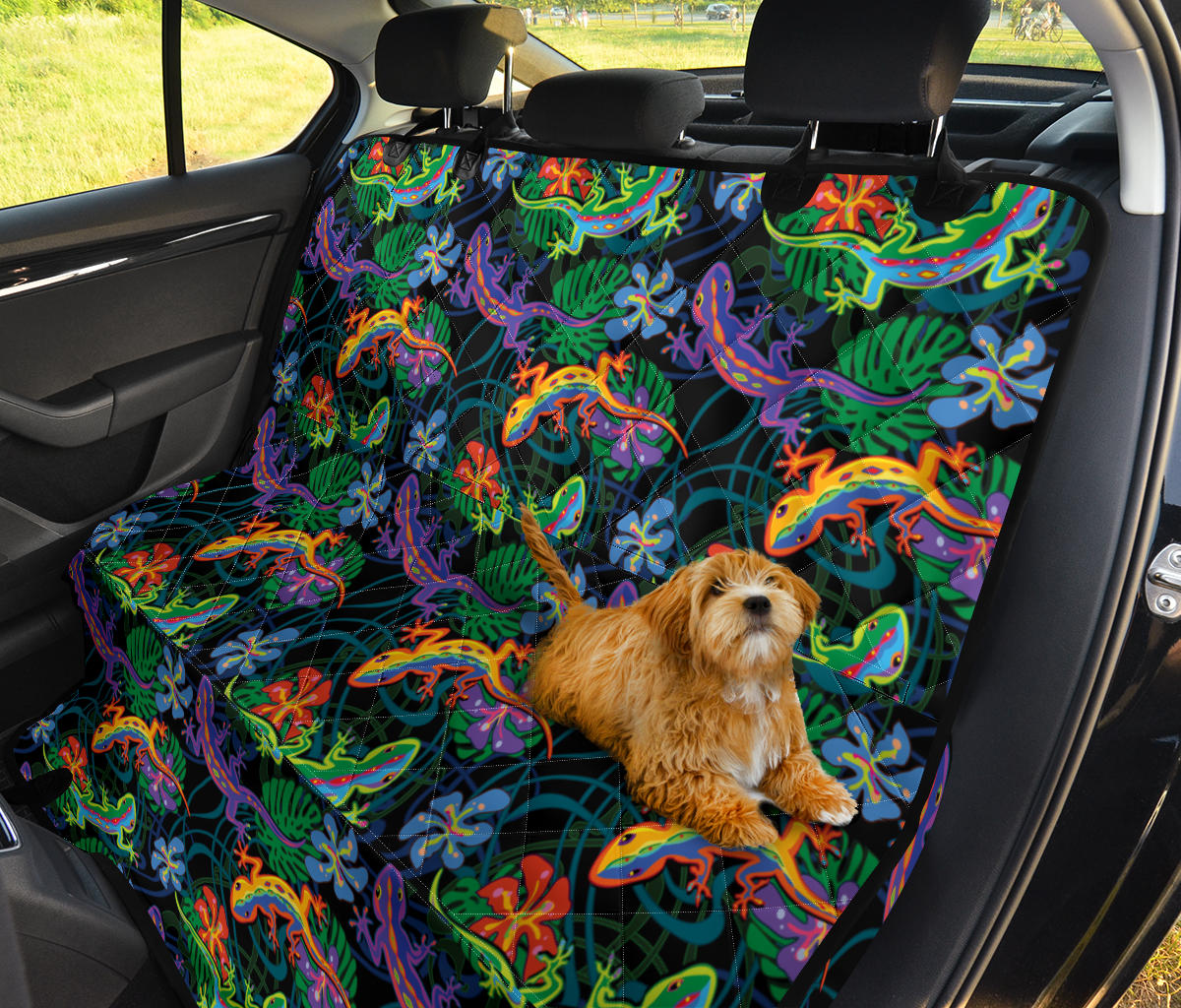 Gecko Colorful Pattern Print Design 01 Rear Dog Car Seat Cover Hammock