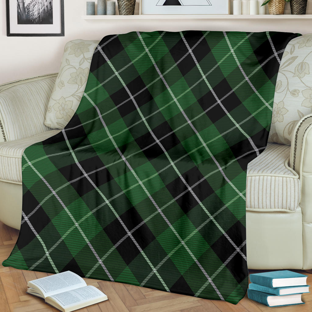 Plaid Green Pattern Print Design A05 Premium Blanket