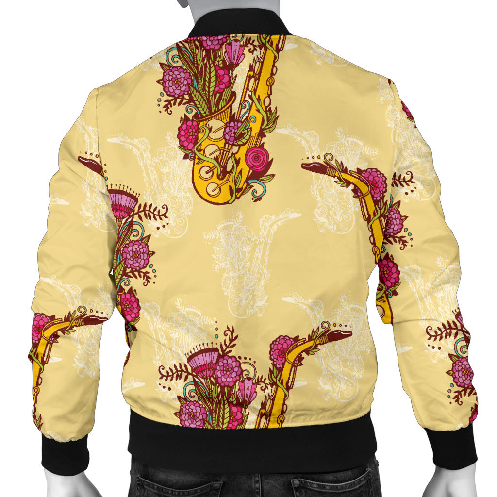 Saxophone Pattern Print Design 04 Men Bomber Jacket