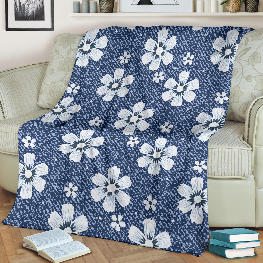 Jean Flower Pattern Print Design 03 Premium Blanket