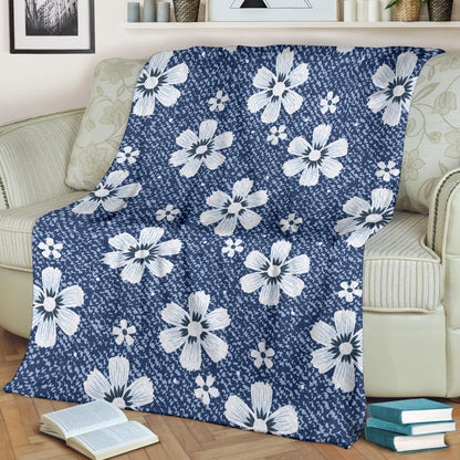 Jean Flower Pattern Print Design 03 Premium Blanket