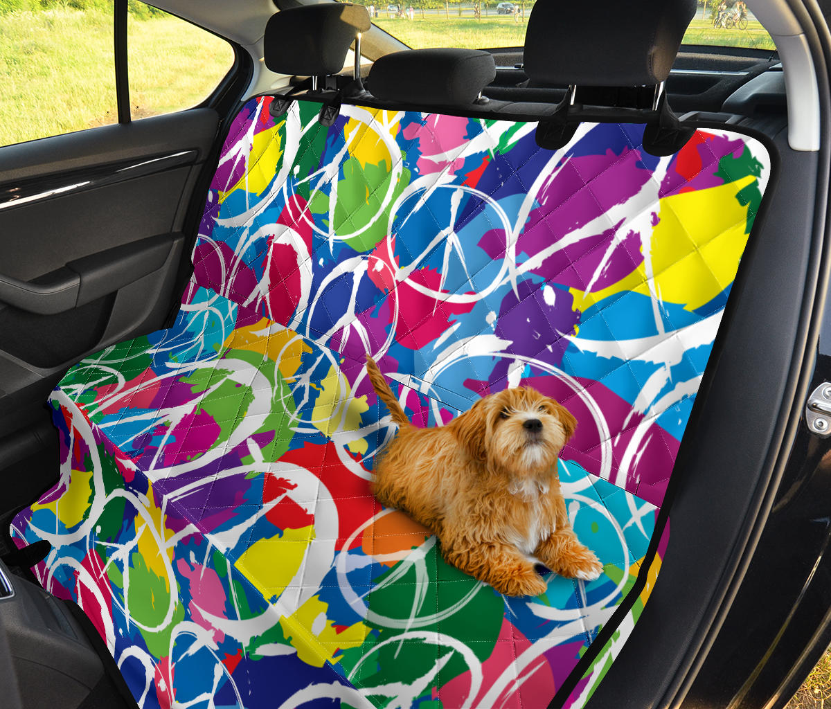 Peace Sign Colorful Pattern Print Design A02 Rear Dog Car Seat Cover Hammock
