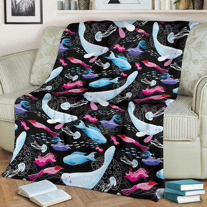 Manatee Pattern Print Design 02 Premium Blanket