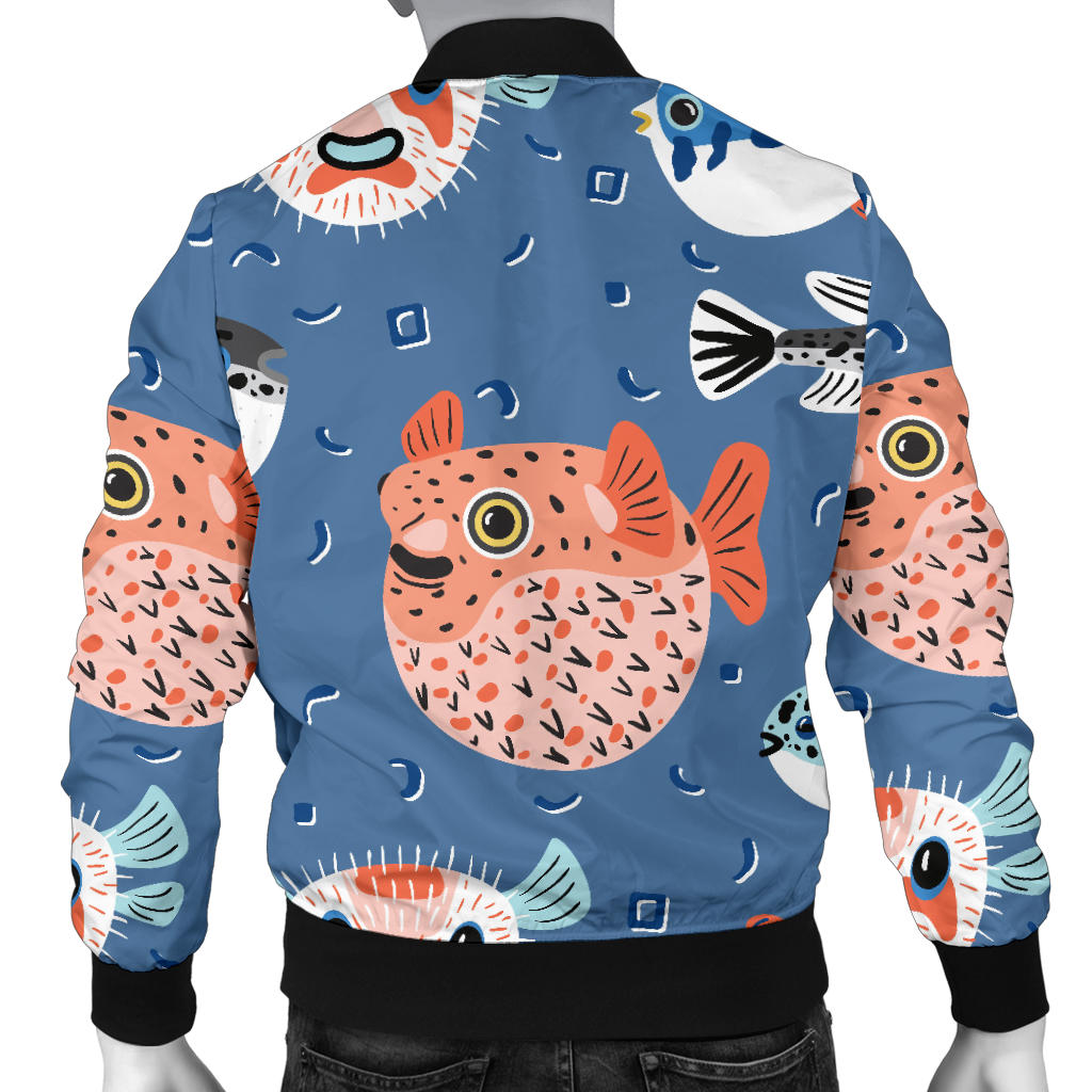 Fugu Pattern Print Design 02 Men Bomber Jacket