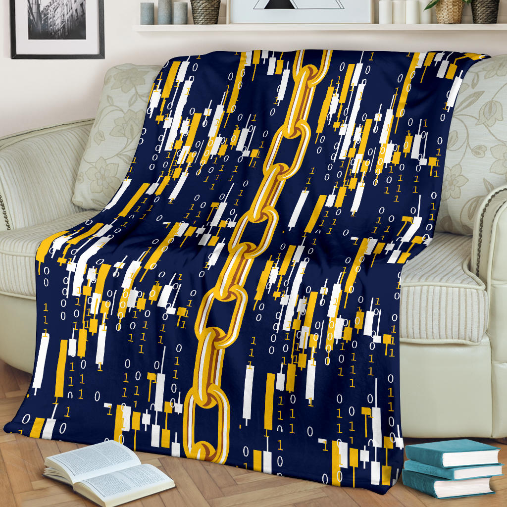 Cryptocurrency Chain Pattern Print Design 03 Premium Blanket