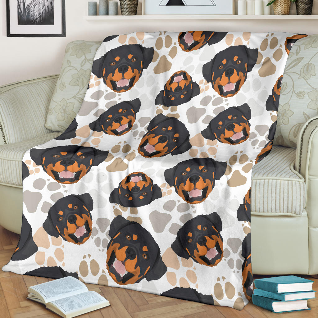 Rottweiler Pattern Print Design A03 Premium Blanket