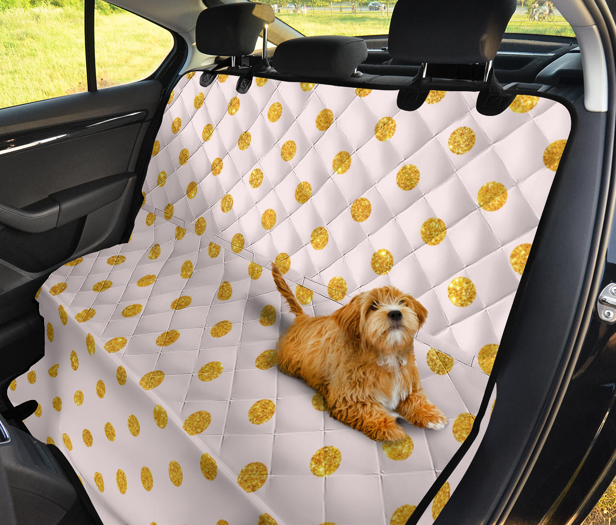Polka Dot Gold Pink Pattern Print Design 01 Rear Dog Car Seat Cover Hammock