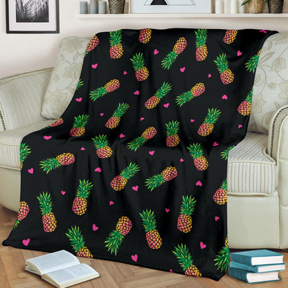 Neon Pineapple Pattern Print Design A04 Premium Blanket