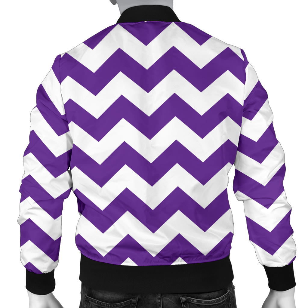 Chevron Purple Pattern Print Design 03 Men Bomber Jacket