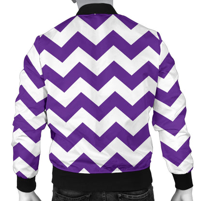 Chevron Purple Pattern Print Design 03 Men Bomber Jacket