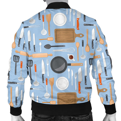 Cooking Kitchen Tools Pattern Print Design 02 Men Bomber Jacket