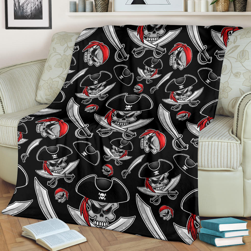 Pirate Pattern Print Design A05 Premium Blanket